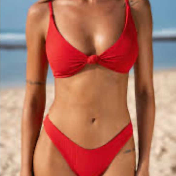 Berlook Ribbed Red Women's Swimwear Bikini Set Sz S nwt, 013 - Picture 1 of 9
